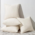Topfinel Decorative Beige Throw Pillow Covers Cushion Cases, Set of 4 Soft Velvet Modern Double-Sided Designs, Natural Home Decor, Pillow Inserts Not Included (16x16 inch)
