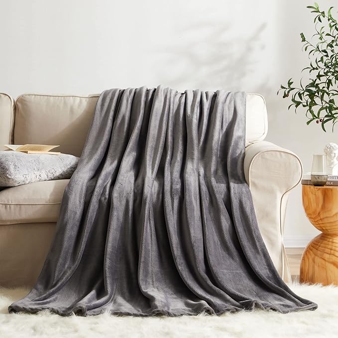 KMUSET Fleece Blanket King Size Dark Grey Lightweight Super Soft Cozy Luxury Bed Blanket Microfiber Factory Shop