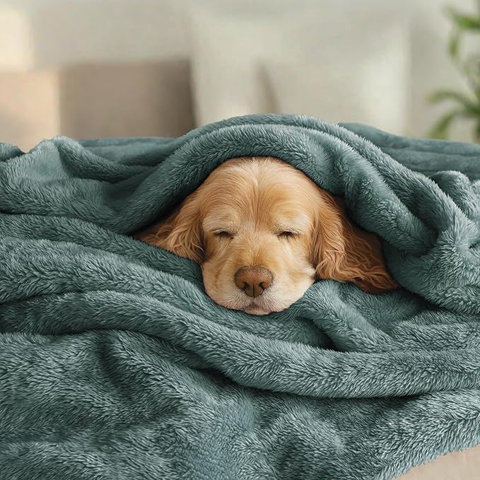Exclusivo Mezcla Plush Fuzzy Fleece Bed Blanket Twin Size, Super Soft, Fluffy and Warm Blankets for Couch, Bed, All Season (Celadon, 90x66 inches)