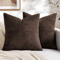 MIULEE Dark Brown Decorative Throw Pillow Covers 20x20 Inch for Couch Bed Sofa Pack of 2 Boho Farmhouse Throw Pillows Soft Cross Corduroy Patchwork Textured Cushion Cases