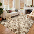 5x7 Ft Large Shag Rugs for Bedroom Living Room Decor for Men Boys, Tie Dyed Ultra Soft Fluffy Furry Area Rug for Indoor Floor, Aesthetic Carpet for Home Decor (Khaki)