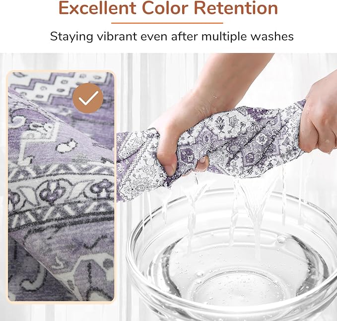 OPPODREAM Soft Area Rugs 5x7, 5x7 Washable Rug with Non Slip Backing, 5 x 7 Faux Cashmere Low-Pile Carpet, Purple