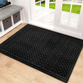 Mibao Front Door Mat, Dirt Trapper Welcome Mat for Outdoor Indoor, Non-Slip Waterproof Doormat, Durable Machine Washable Low Profile Entry Rug for Back Door Outside Patio, 61.5" x 36", Black Wave