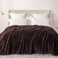Exclusivo Mezcla Plush Fuzzy Fleece Bed Blanket Queen Size, Super Soft, Fluffy and Warm Blankets for Couch, Bed, All Season (Coffee, 90x90 Inches)