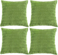 Fancy Homi 4 Packs Boho Lime Green Decorative Throw Pillow Covers 24x24 Inch for Couch Bed Sofa, Rustic Modern Farmhouse Home Decor, Soft Plush Corduroy Cute Square Cushion Case 60x60 cm