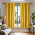 Deconovo Solid Back Tab and Rod Pocket Curtains Thermal Insulated Blackout Window Curtains for Kitchen 52Wx54L Inch Mellow Yellow 2 Panels