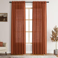Nanspring Terracotta Linen Curtains 84 Inches Long 2 Panel Set Back Tab Boho Rustic Farmhouse Curtain for Living Room Semi Sheer Light Filtering Luxury Home Decor for Bedroom Dining Room 60x84