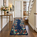 Rugflix 2x6 Runner Rug for Hallway, Washable Kitchen Runner Non Slip, Soft Low Pile Entryway Carpet, Vintage Floral Stain Resistant Long Laundry Room Rugs for Bedroom, Stairs