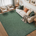 FinRèc 5x7 Washable Area Rugs for Bedroom Living Room, Low Pile Thin Rug Solid Color, Non-Slip Carpet Indoor for Home Decor (Green)