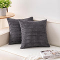 Pack of 2 Corduroy Decorative Throw Pillow Covers 20x20 InchSoft Striped Pillow Covers Modern Farmhouse Home Decor for Sofa Living Room Couch Bed（Dark Grey）