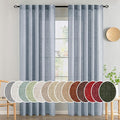 MIULEE Chambray Blue Linen Curtains 84 Inch Length 2 Panels for Bedroom Living Room, Soft Linen Textured Window Drapes Semi Sheer Light Filtering Back Tab Rod Pocket Farmhouse Modern Burlap Look Decor