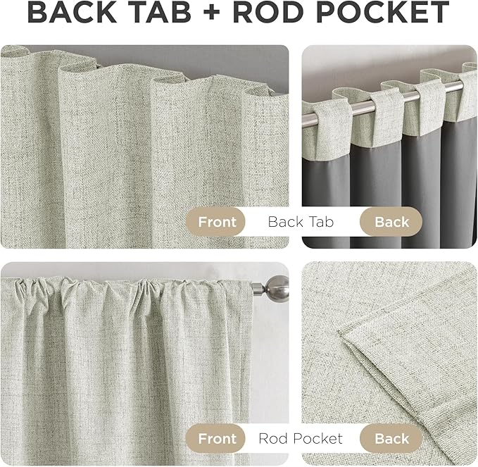 Joydeco Blackout Curtains for Bedroom - 100% Light Blocking 2 Panels Light Beige Drapes 42"W x 96"L, Thermal Insulated Room Darkening Curtains, Linen Textured for Living Room, Rod Pocket & Back Tabs