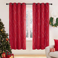 Deconovo Christmas Curtains, Red Drapes, Blackout Curtain, Thermal Insulated Soundproof Drape, Wave Line Dot Foil Print, 52 x 72 Inch, 2 Panels, Machine‑Washable Window Panel for Party Living Room