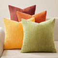 Topfinel Decorative Throw Pillow Covers Cushion Cases, Set of 4 Soft Velvet Modern Double-Sided Designs, Mix and Match for Home Decor, Pillow Inserts Not Included (12x12 inch, Yellow/Orange)