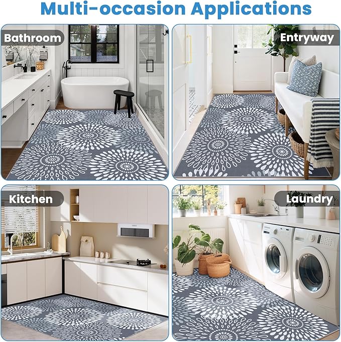 StepRite Runner Rug 3 x 5 ft, Washable Rugs, Hallway Runner Rugs, Kitchen Runner Rug Non Slip, Soft Runner with Rubber Backing for Kitchen, Hallway, Laundry, Bedroom, Living Room