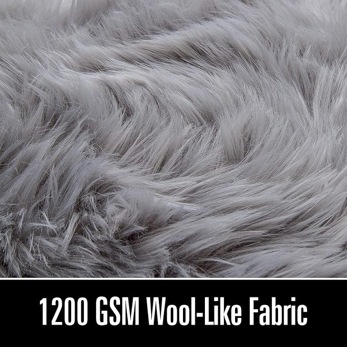 LOCHAS Soft Fluffy Faux Fur Rugs for Bedroom Bedside Rug 2x3 Feet, Washable, Furry Sheepskin Area Rug for Living Room Girls Room, Luxury Shag Carpet Home Decor, Grey