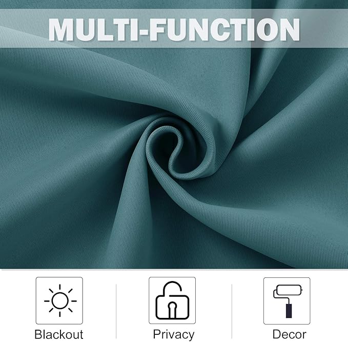 NICETOWN Blackout Curtains - Elegant Home Grommet Design Small Window Curtain Panels for Kitchen/Bathroom/Half Window Christmas Decor, 42W by 36L 1.2 inches Header, 2 Pieces, Sea Teal