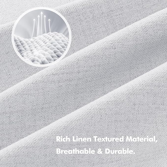 MIULEE 100% Blackout Linen Curtains for Bedroom, Grayish White Solid Luxury Decor Thermal Insulation Room Darkening Drapes for Living Room Nursery Back Tab Rod Pocket 42 x 84 Inches, 2 Panels