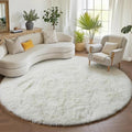 ONASAR Cream White Round Area Rugs 6ft, Fluffy Soft Bedroom Circle Rug Floor Mat for Kids Girls Boys Teen Room, Fuzzy Plush Shaggy Carpet for Baby Nursery Living Room Playroom Dorm Home Decor