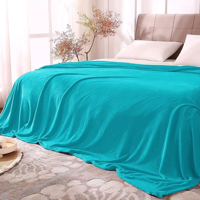 BEDELITE Fleece Blankets Queen Size Teal Throw Blankets for Bed, Luxury Plush Cozy Fuzzy Blanket 90x90 inches, Super Soft Warm Lightweight Throw Blanket All Seasons Suitable