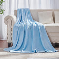 JIAHANNHA Flannel Fleece Blanket Twin Size(60 by 80 Inches),Light Blue Throw Blanket for Couch Sofa Bed 280GSM,Super Soft Plush Cozy and Lightweight Warm Bed Blanket for All Season