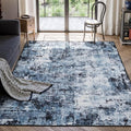 Rugflix 4x6 Area Rug for Living Room, Washable Non-Slip Stain-Resistant Low Pile, Modern Dark Carpet for Dining Room/Home Office/Kid Room/Nursery/Bedroom, Navy Blue/Black