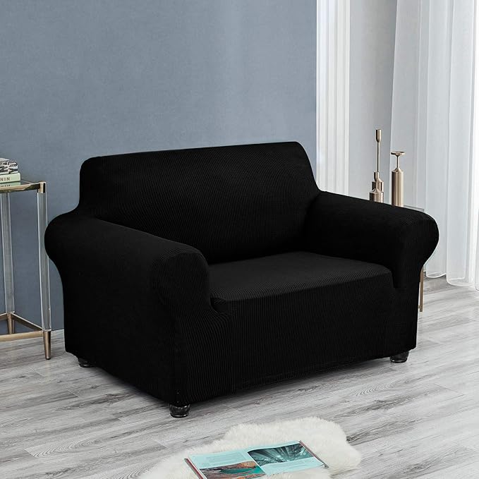Joccun Stretch Chair Couch Cover,1-Piece Sofa Slipcover Spandex Jacquard Fabric Sofa Covers with Elastic Bottom,Washable Furniture Protector for Dogs,Cats,Kids(Armchair,Wide 35" - 55",Black)