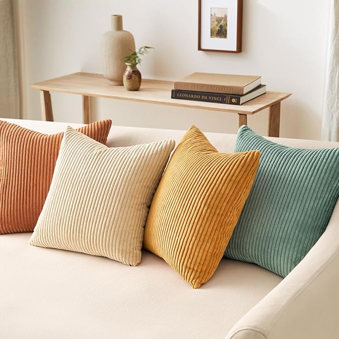 Topfinel 26x26 inch 4 Pack Decorative Throw Pillow Covers,Soft Velvet Modern Double-Sided Designs, Mix and Match for Home Fall Decor, Cushion Covers Set of 4 (Orange/Teal)