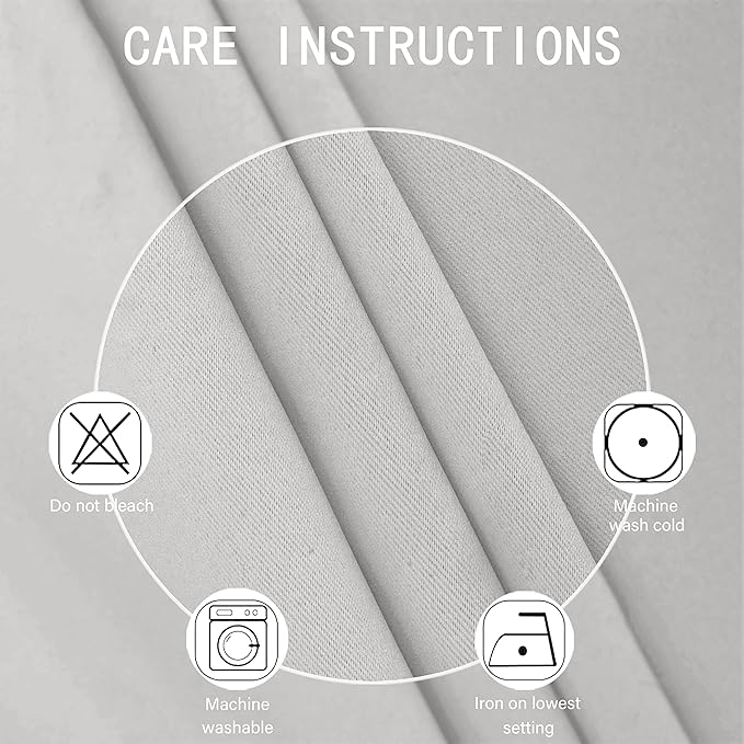 LEMOMO Light Grey Blackout Curtains 66 x 63 Inch Length/Set of 2 Curtain Panels/Thermal Insulated Room Darkening Blackout Curtains for Bedroom