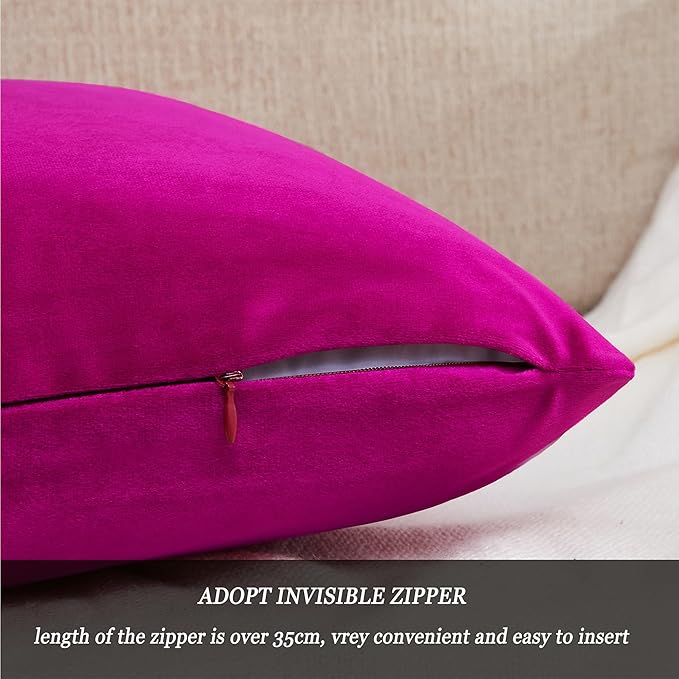 GIGIZAZA Pillow Covers 20x20 Velvet Decorative Pillows Sofa Couch Throw Pillow Covers Hot Pink Pack of 2 Cushion Covers