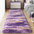 Soft Runner Rugs for Bedroom Hallways, 2x6 Abstract Purple Fluffy Shag Throw Area Rug Non Slip for Bedside Dorm, Long Shaggy Furry Carpet for Nursery Living Room
