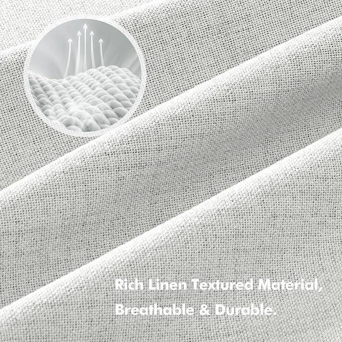 MIULEE 100% Blackout Linen Curtains for Bedroom, Heathered White Solid Luxury Decor Thermal Insulation Room Darkening Drapes for Living Room Nursery Back Tab Rod Pocket 42 x 84 Inches, 2 Panels
