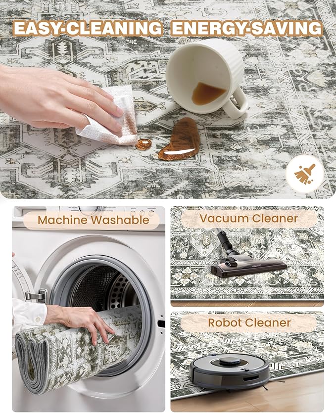 Kitchen Runner Rug Non Slip Washable 2.5x8, Soft Low Pile Entryway Rug Runners for Hallways,Carpet Runner for Living Room,Kitchen, Laundry, Bathroom(Grey/Beige,2.5'x8')