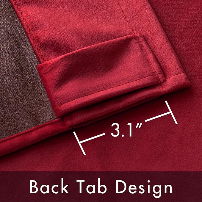 MIULEE Velvet Curtains Luxury Blackout Curtains for Bedroom Living Room Thermal Insulated Super Soft Window Drapes Rod Pocket & Back Tab Christmas Decor, Red, W52 x L72 inches, 2 Panels