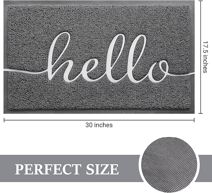 BeneathYourFeet Door Mat (30"x17.5",Dark Grey), Welcome Mat Low Profile Front Doormat Non Slip Mats for Entryway, Patio, High Traffic Areas