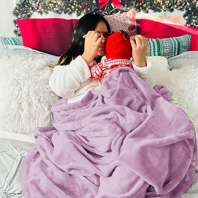 Bedsure GentleSoft Fleece Blankets Queen Size Lilac Lavender - Bed Blanket Soft Lightweight Plush Fuzzy Cozy Luxury Microfiber, 90x90 inches