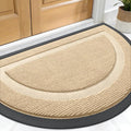 OLANLY Half Circle Door Mat Indoor Outdoor Entrance Welcome, Waterproof All-Season, All-Weather Doormat, Sturdy Natural Rubber, Low Profile, Easy Clean Patio Porch Entryway Mat, 29.5x17, Beige