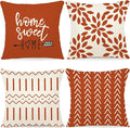 YCOLL Fall Pillow Covers 18x18 Set of 4, Modern Sofa Throw Pillow Cover for Fall Decor, Decorative Outdoor Linen Fabric Pillow Case for Couch Bed Car, Burnt Orange