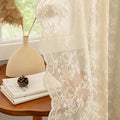 YJ YANJUN Vintage Lace Curtains 108 Inches Long-Victorian Floral Beige Sheer Curtains for Living Room Bedroom Light Filtering Drapes Farmhouse Boho 70s Home Decor 2 Panels W52 X L90 Light Beige