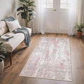 Area Rugs 3x5 for Living Room Bedroom, Modern Abstract Machine Washable Rug, Soft Low Pile Floor Carpet with Non Slip Backing for Entryway, Pink/Grey
