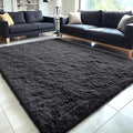 OLANLY 5x11 Machine Washable Large Area Rugs for Living Room, Bedroom, Soft Fluffy Shaggy Bedside Rug, Indoor Floor Carpet for Kids Girls and Boys, Dorms, Nursery, Home Decor Aesthetic, Black