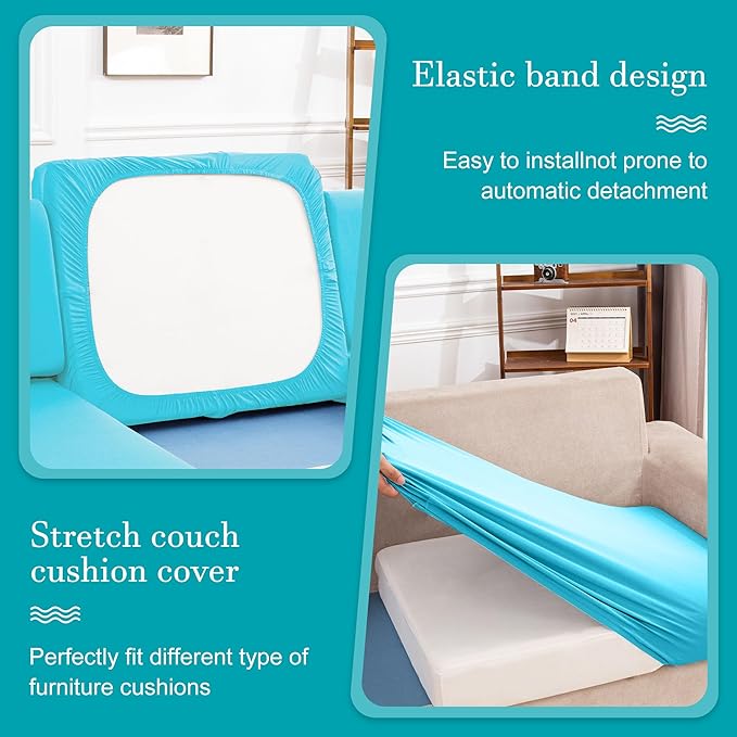 12 Pcs Stretch Patio Cushion Covers,Outdoor Couch Covers Replacement,Outdoor Couch & Sofa Slipcovers,for Patio Furniture Cushion Covers,Washable Reusable Furniture Protector (Sky Blue, Cover Only)