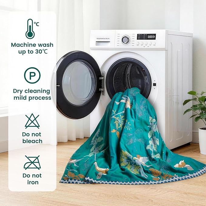 MSGKV The Boho Layer: 60"x80" Cotton Throw Blanket – Full Size for Couch Snuggles, Twin Bed Topper | Lightweight & Breathable Reversible Aviary Botanical Pattern, Decorative Accent