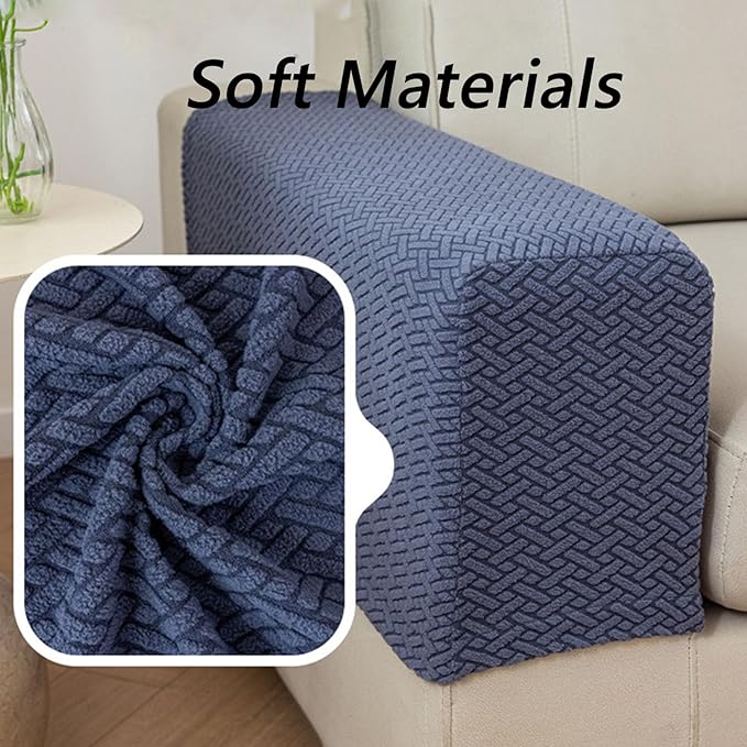 Soothing Home Sofa Covers, Sofa Hero Covers, Wear-Resistant Universal Couch Covers Washable Stretch Sectional Couch Cushion Covers (White,Arm Rest Covers 2pcs)