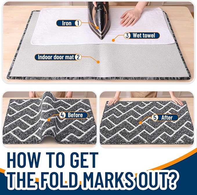OLANLY Front Door Mat, Non-Slip Rubber Backing, Dirt Resistant and Absorbent, Washable, Easy to Clean Low-Profile Indoor Doormat for Back Door, Entryway, Inside Entrance, 36x24, Black