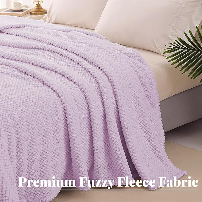 Whale Flotilla Extra Large Fuzzy Fleece Throw Blanket for Couch, 50x70 Inch Fluffy Warm Soft Jacquard Blankets for All Season, Lightweight and Cozy, Lilac