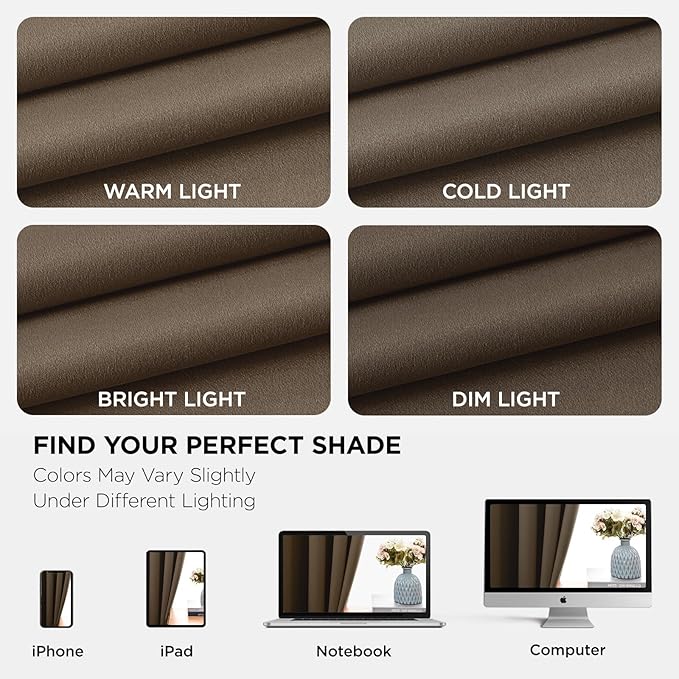 Joydeco Blackout Curtains 84 Inch Length 2 Panels Set, Thermal Insulated Long Curtains& Drapes 2 Burg, Room Darkening Grommet Drapes for Living Room Bedroom Window (W52 x L84 Inch, Khaki)