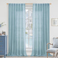 LAMIT Linen Curtains for Living Room 84 inch Length 2 Panels, Light Filtering Semi Sheer Panels Back Tab and Rod Pocket Farmhouse Drapes for Bedroom/Sliding Glass Door, Stone Blue, 52 x 84 Inch