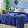 inhand Navy Fleece Queen Blanket for Bed, Super Soft Flannel Cozy Blankets for Adults, Lightweight Leaves Pattern Fuzzy Blanket for Office,Travel, Warm Plush Blankets for All Season, 90x90 Inches
