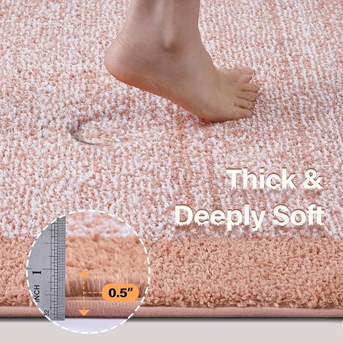 36x24 Large Bathroom Rugs Washable Non Slip, Pink Bath Mat for Bathroom Floor Tub, Soft Absorbent Quick Dry Mats for Shower, Bathtub,Home Decor
